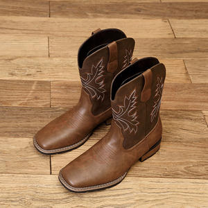 Bottes Western pour Hommes Grande Taille 16, Broderie Classique, Style Biker Rockabilly, Talon Carré, Bottes de Cowboy pour Hommes - Product Image 3