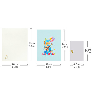 Biglietto d'Auguri 3D Pop-up per <span class=keywords><strong>Compleanno</strong></span>, Simpatico Dinosauro T-Rex Blu con Chitarra e Cappello da Festa, Biglietto di Auguri per Bambini con Busta - Product Image 1