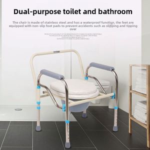 <b>Elderly</b> Pregnant Women & Disabled Use Foldable Toilet Chair with Wheels Sturdy Design-<b>Mobile</b> Commode Seat - Product Image 3