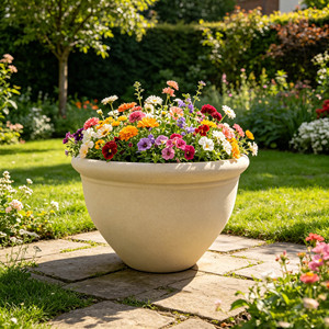 Mini pots de fleurs <span class=keywords><strong>en</strong></span> plastique texturé <span class=keywords><strong>pierre</strong></span>, ronds, multi-tailles, pour jardin et extérieur - Product Image 3