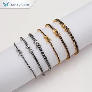 Tianyu Gems Black Moissanite Bracelets 925 <b>Silver</b> Gold Plated Channel Setting Classic Unisex <b>Bangles</b> Everyday Wear - Product Image 2