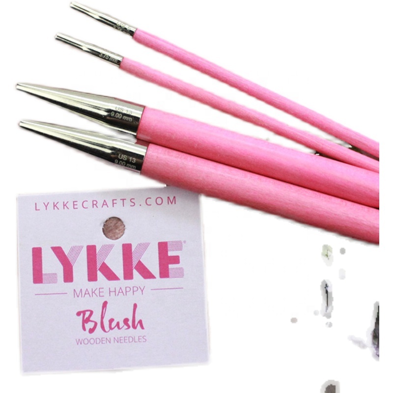 Lykke 11,5 cm Birke austauschbare Runds trick nadelspitze Rosa Farbe Häkel werkzeug