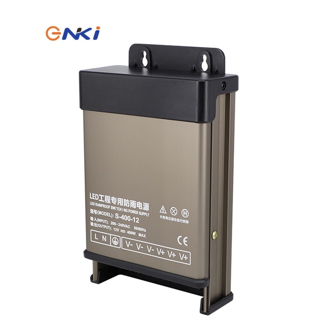 Enki Aluminum Rainproof AC-DC Switching Power Supply 12V 400W 33A 200V-240V Single Output 92% Efficiency 50/60Hz Industrial Use
