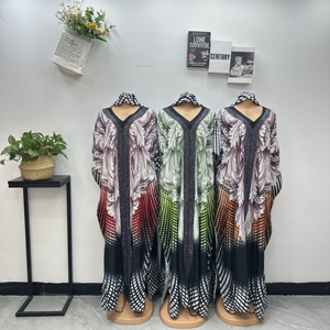 Nouvelle Robe Longue Ample <span class=keywords><strong>Femme</strong></span> <span class=keywords><strong>Africaine</strong></span> Grande Taille à Imprimé Ethnique et Strass pour Soirée – Collection Été - Product Image 2