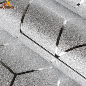 Sang Trọng Kim Loại Sliver Papier Peint Lớn Lên Màn Hình In Với Lá Cán Pvc Hình Nền <span class=keywords><strong>3D</strong></span> CuộN - Product Image 6