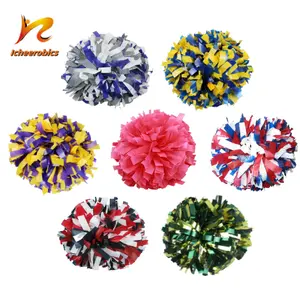 Icheerobics Dance Team Cheer Fancy Pom Aangepaste Professionele Cheerleader Pom Pom Met Metallic Folie Twee Kleuren Gemengd