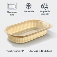 Boîtes d'emballage alimentaire ovales noires pour l'extérieur, pour restaurants, pour aliments froids ou chauds, en plastique, pour emporter, compatibles micro-ondes