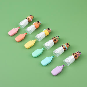 Ensemble de mini-surligneurs sur le thème de la capybara, 6 couleurs <span class=keywords><strong>pastel</strong></span>, avec un adorable embout 3D, surligneurs de poche portables pour l'école et le bureau - Product Image 2