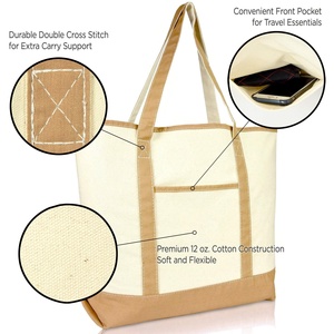 <b>Large</b> Solid Color Canvas <b>Bag</b> with Zipper Closure & Embroidery-Waterproof Heavy-Duty Cotton Canvas Spacious for Books - Product Image 3
