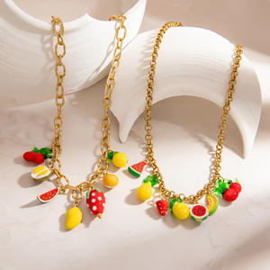 Collar con <span class=keywords><strong>Colgante</strong></span> de Fruta SUMMLY, Bonito, al por Mayor, Chapado en Oro de 18K, Acero Inoxidable, para Mujer, Joyería de Moda - Product Image 2