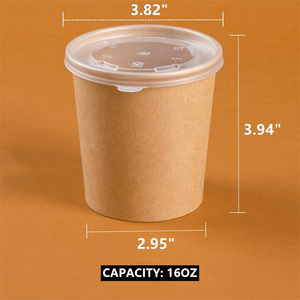 Récipients alimentaires en papier brun bols à soupe chauds tasses à emporter jetables avec couvercles pour Thanksgiving coffre-fort au micro-ondes - Product Image 3