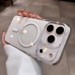 Funda Magnética Transparente de Acrílico con Botón AI para iPhone 17 Pro Max, Color Naranja - Product Image 6