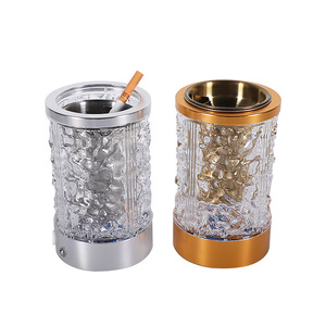 Cenicero iluminado recargable por USB, luz cálida, redondo, de aleación de aluminio, para bares, KTV, restaurantes - Product Image 5