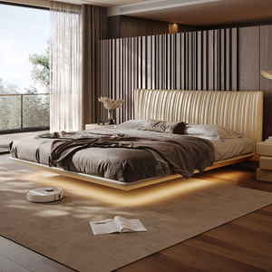 Итальянская минималистичная кровать-шкатулка с обивкой из натуральной кожи высшего качества, размера «<span class=keywords><strong>king</strong></span>-<span class=keywords><strong>size</strong></span>», со скрытым хранилищем для главной спальни - Product Image 2