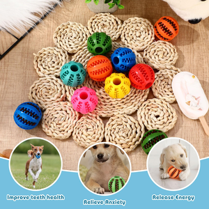 Jouet pour chien, balle en caoutchouc souple durable interactive, jouets à mâcher pour chiots et chats, distributeur de nourriture pour chien, balle de nettoyage des dents, balle d'entraînement IQ - Product Image 3