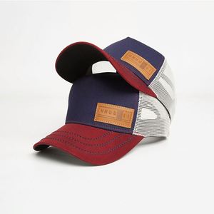 Écusson en cuir Chapeau personnalisé Maille Dos Snapback Coton Chapeaux de camionneur réglables Casquette de baseball vintage Chapeaux personnalisés Broderie - Product Image 3