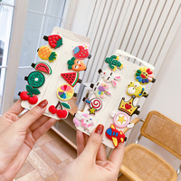 Lot de 10 pinces à cheveux en silicone pour filles, motifs crème glacée, fleurs, fruits et arc-en-ciel, accessoires mignons pour enfants