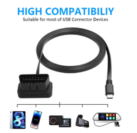 Cable de Diagnóstico OBD2 a Tipo-C OBD de 16 Pines y 12V, Conector Universal Plug and Play para DVR, Teléfono, GPS y Automóvil