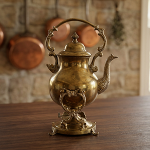 Vintage Brass Tea Kettle With <b>Lid</b> Metal Handle Water <b>Pot</b> Kettles Decorative Kitchenware - Product Image 5