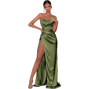 Vestido Largo <span class=keywords><strong>de</strong></span> Fiesta con Abertura, Un Hombro Descubierto, Estilo Sirena, para Damas <span class=keywords><strong>de</strong></span> Honor, Vestido <span class=keywords><strong>de</strong></span> Noche Formal para Mujer - Product Image 1