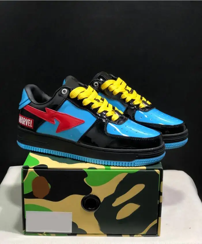 2023 Bapestas Baped Designers Casual Shoes Black White Platform Bapesta Plate-forme Brown For Sta Patent Leather Green Sneakers