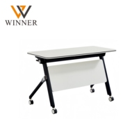Table de formation moderne pliable, cadre en bois de bureau, table rabattable avec roulettes