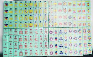 Ensemble de Mahjong en acrylique minimaliste <span class=keywords><strong>rose</strong></span>, orange, bleu <span class=keywords><strong>et</strong></span> vert de style américain fabriqué en usine de 160 carreaux, gravé à la main. - Product Image 3