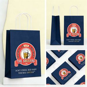 Custom Kraft Paper <b>Bag</b> with White Handle for Craft Beer Packaging Eco-Friendly Full-Color Logo Printing - Product Image 4