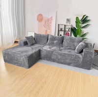 Canapé Chesterfield en tissu de luxe contemporain 3 places, ensemble modulaire sectionnel pour salon et hôtel, avec coussin structurel à extrémité ouverte