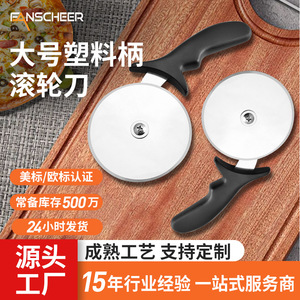 Pizza Cutter Stainless Steel Roller 10cm Black Handle Non Slip For Pizza Slicing - Product Image 2