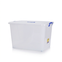 Boîte de rangement en plastique semi-transparente PP de 220 L avec couvercle et poignée, organisateur domestique pour déménagement, garage et entrepôt