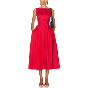 Nouvelle robe longue sexy à col rond sans manches, dos nu, modèle ajusté, texture féminine, pour le début du printemps - Product Image 2