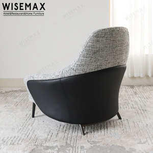 WISEMAX FURNITURE Chaise longue confortable en cuir souple et inclinable pour le loisir Fauteuil de canapé simple design Angie avec pouf - Product Image 5