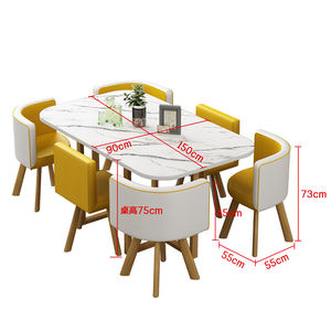 Set <span class=keywords><strong>Tavolo</strong></span> da Pranzo di Lusso in Legno e Pietra <span class=keywords><strong>con</strong></span> <span class=keywords><strong>6</strong></span> <span class=keywords><strong>Sedie</strong></span>, Arredamento Moderno per Soggiorno e Ristorante - Product Image 4