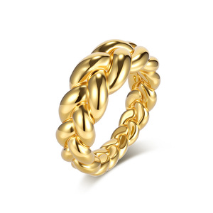 Unisex Braided <b>Ring</b> Steel Gold Chain Design Gift Jewelry - Product Image 1