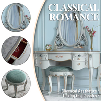 Coiffeuse de chambre à coucher en bois incurvée de style français Table de maquillage classique avec miroir