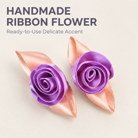 Rose en ruban de satin faite à la main sur mesure avec feuilles, petite fleur en tissu à appliquer pour vêtements, chaussettes, coiffes et accessoires floraux.