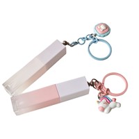 50 tubes de gloss à lèvres carrés dégradés roses de 3 ml avec logo personnalisé en stock, style coréen, avec chaîne suspendue et boîte en papier personnalisée