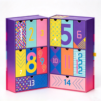 Boîte de calendrier de l'Avent personnalisée et colorée, 24 tiroirs, double porte, boîte cadeau, emballage personnalisé pour produits de beauté et jouets, usine OEM ODM