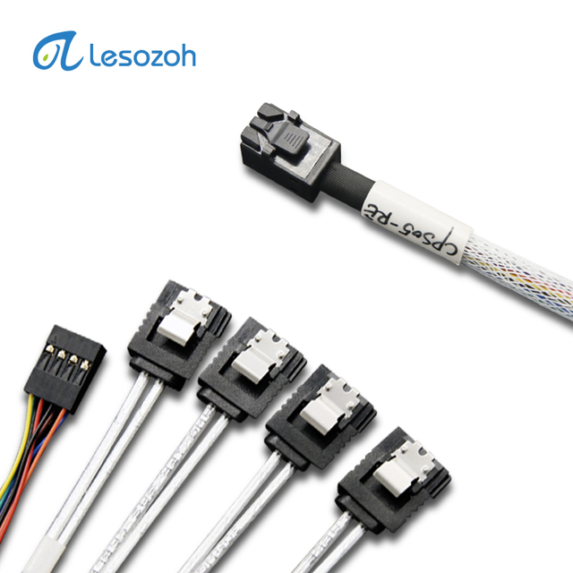 Sff-8643 to 4*SATA Mini SAS HD 36pin to 7pin Hard Disk Data Cable 12Gb With Sideband SGPIO