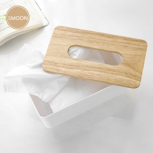 Caja de madera para pañuelos desechables, dispensador rectangular de madera para pañuelos faciales para almacenamiento en el baño - Product Image 4