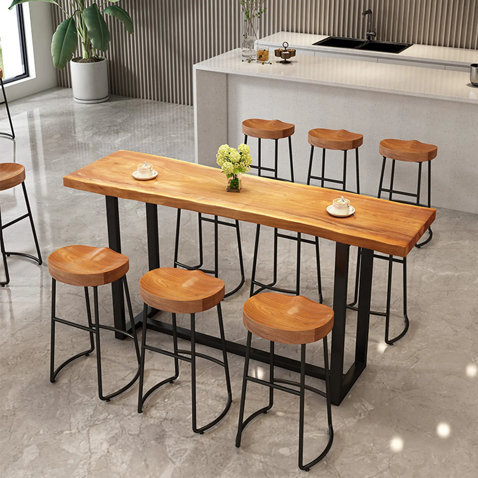 Taburetes de Bar minimalistas modernos, taburetes nórdicos de madera sólida para el hogar, escritorio frontal, sillas altas de hierro forjado informales para restaurante