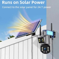 Caméra solaire WiFi Ubox 6MP à double objectif avec suivi automatique, double éclairage, alarme sirène, sécurité extérieure, panneau solaire PTZ, caméra réseau solaire