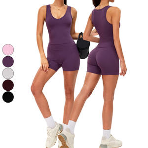 Tenues d'entraînement d'été pour femmes : Soutien-gorge de sport <span class=keywords><strong>sexy</strong></span>, débardeur, short taille haute, vêtements de fitness souples, légers et extensibles pour la gym et l'athlétisme - Product Image 1