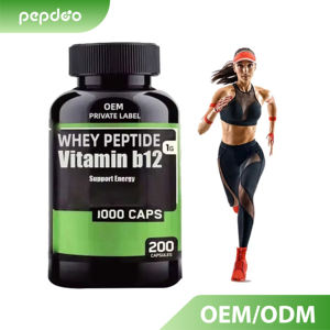 Compléments alimentaires <span class=keywords><strong>en</strong></span> peptides de protéines de lactosérum clairs de marque privée, vitamines B12 méthylcobalamine 5000 mcg, capsules organiques pour adultes sans OGM - Product Image 1