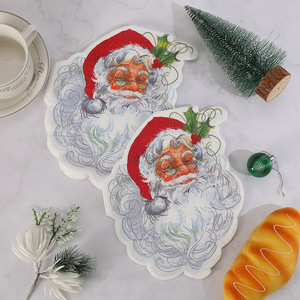 Servilletas con forma única de temática navideña, pañuelos navideños de hotel con diseño de Papá Noel, sin alcohol, de doble capa, gruesos, para el hogar - Product Image 1
