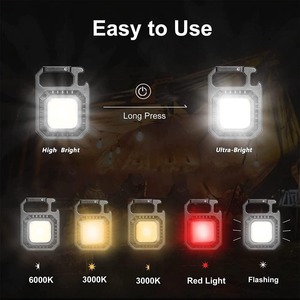 พวงกุญแจอลูมิเนียมอุตสาหกรรม EDC ไฟพกพาแบบพกพา ไฟแคมป์ปิ้ง LED ไฟฉายขนาดเล็ก มาตรฐาน IP54 ใช้แบตเตอรี่ AAA 5W 100-1000 - Product Image 3