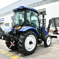 Mini-tracteur agricole EPA 50HP 4x4 à transmission par engrenages avec chargeurs avant et arrière, pompe et boîte de vitesses