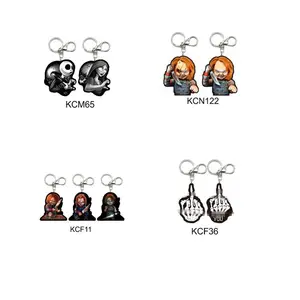 Cool killer dynamic keyring scary movie The Nightmare Before Christmas middle finger halloween horror 3D keychain