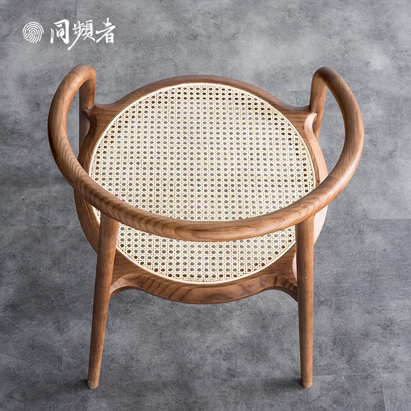 TPZ035 Runder Sessel Eleganter Wohnzimmers tuhl Moderner nordischer Restaurant-Wohn möbel Massivholz-Rattan-Esszimmers tuhl